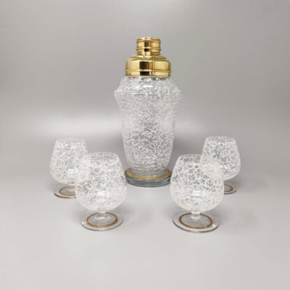 1960s Cocktail Shaker Set with Four Glasses. Made in Italy - Image 2