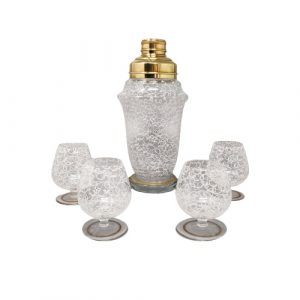 1960s Cocktail Shaker Set with Four Glasses. Made in Italy