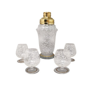 1960s Cocktail Shaker Set with Four Glasses. Made in Italy
