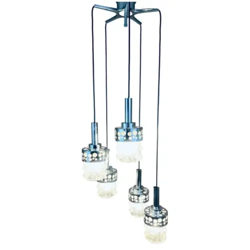 1970s Dutch RAAK Chrome Cascading Hanging Light