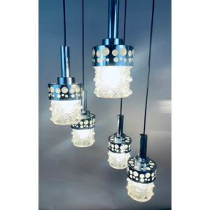 1970s Dutch RAAK Chrome Cascading Hanging Light