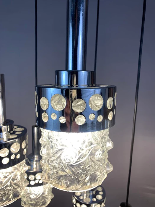 1970s Dutch RAAK Chrome Cascading Hanging Light