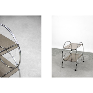 Vintage Glamour Art déco Bar Cart Chrome & Smoked Glass, IKEA, 1970s
