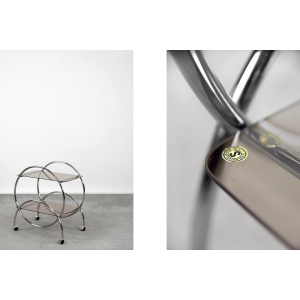 Vintage Glamour Art déco Bar Cart Chrome & Smoked Glass, IKEA, 1970s