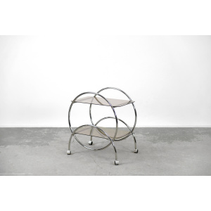 Vintage Glamour Art déco Bar Cart Chrome & Smoked Glass, IKEA, 1970s
