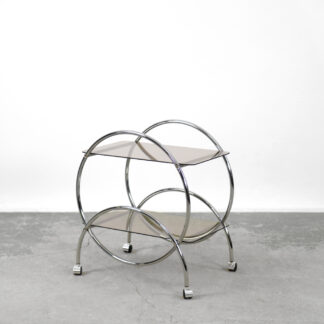 Vintage Glamour Art déco Bar Cart Chrome & Smoked Glass, IKEA, 1970s