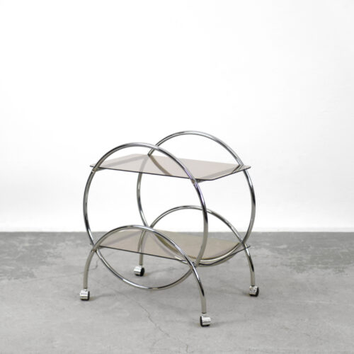 Vintage Glamour Art déco Bar Cart Chrome & Smoked Glass, IKEA, 1970s