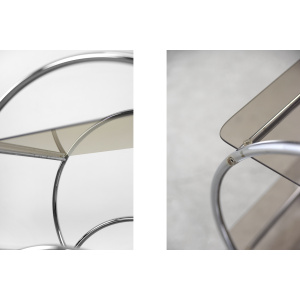 Vintage Glamour Art déco Bar Cart Chrome & Smoked Glass, IKEA, 1970s