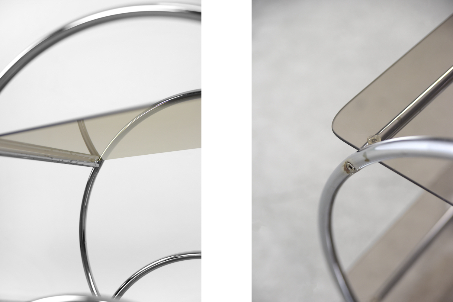Vintage Glamour Art déco Bar Cart Chrome & Smoked Glass, IKEA, 1970s