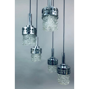 1970s Dutch RAAK Chrome Cascading Hanging Light