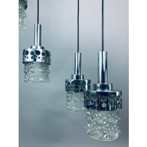 1970s Dutch RAAK Chrome Cascading Hanging Light