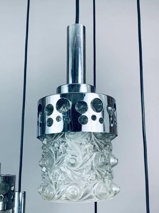 1970s Dutch RAAK Chrome Cascading Hanging Light