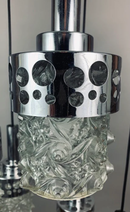 1970s Dutch RAAK Chrome Cascading Hanging Light