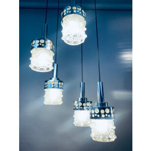 1970s Dutch RAAK Chrome Cascading Hanging Light