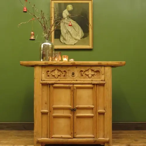 Antique Chinese Bleached Elm Altar Cabinet Late Qing Period 19th Century Cabinet