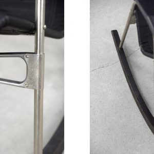 Vintage Mid-Century Postmodern Minimalist Black Leather Rocking Chair by Takeshi Nii, 1950s