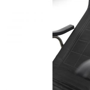 Vintage Mid-Century Postmodern Minimalist Black Leather Rocking Chair by Takeshi Nii, 1950s