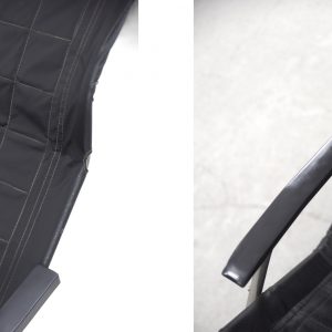 Vintage Mid-Century Postmodern Minimalist Black Leather Rocking Chair by Takeshi Nii, 1950s