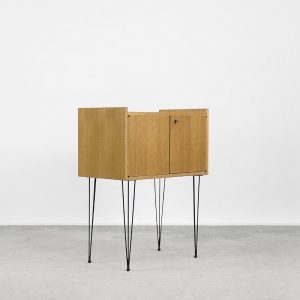 Vintage Mid-Century Modern Scandinavian Teak Wood Cabinet with Metal Hairpin Legs, 1960s