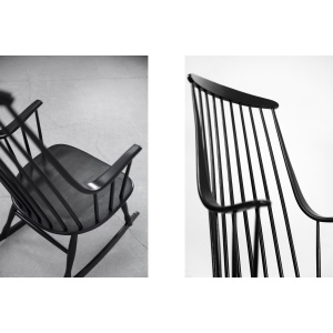 Vintage Swedish Wooden Black Rocking Chair Grandessa by Lena Larsson for Nesto, 1960s