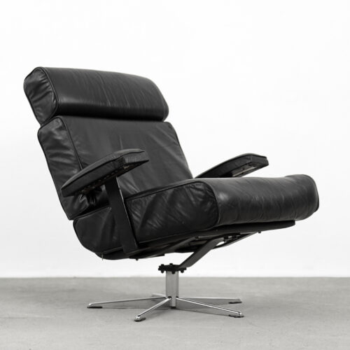 Vintage German Office Swivel Leather Easy Chair, 1960s