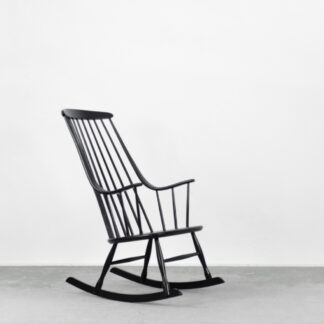 Vintage Swedish Wooden Black Rocking Chair Grandessa by Lena Larsson for Nesto, 1960s