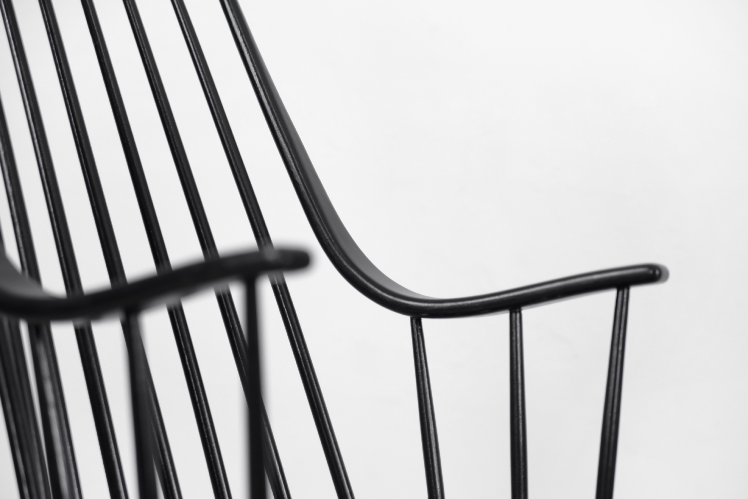 Vintage Swedish Wooden Black Rocking Chair Grandessa by Lena Larsson for Nesto, 1960s