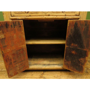 Antique Chinese Bleached Elm Altar Cabinet Late Qing Period 19th Century Cabinet