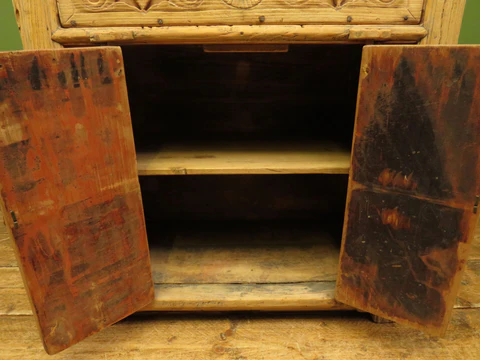 Antique Chinese Bleached Elm Altar Cabinet Late Qing Period 19th Century Cabinet