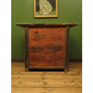 Antique Chinese Bleached Elm Altar Cabinet Late Qing Period 19th Century Cabinet