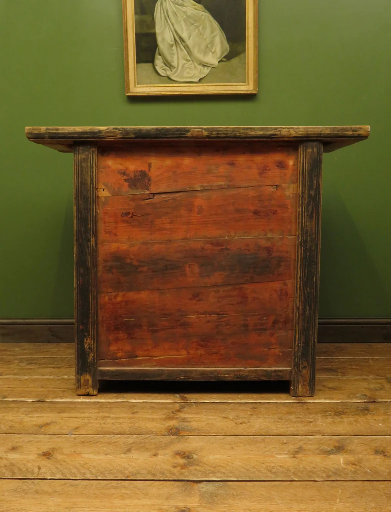 Antique Chinese Bleached Elm Altar Cabinet Late Qing Period 19th Century Cabinet