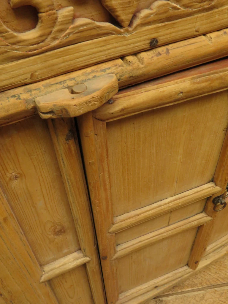 Antique Chinese Bleached Elm Altar Cabinet Late Qing Period 19th Century Cabinet