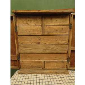 Antique Pine Scratch Built Carpenters Cabinet With Internal Drawers, Lockable