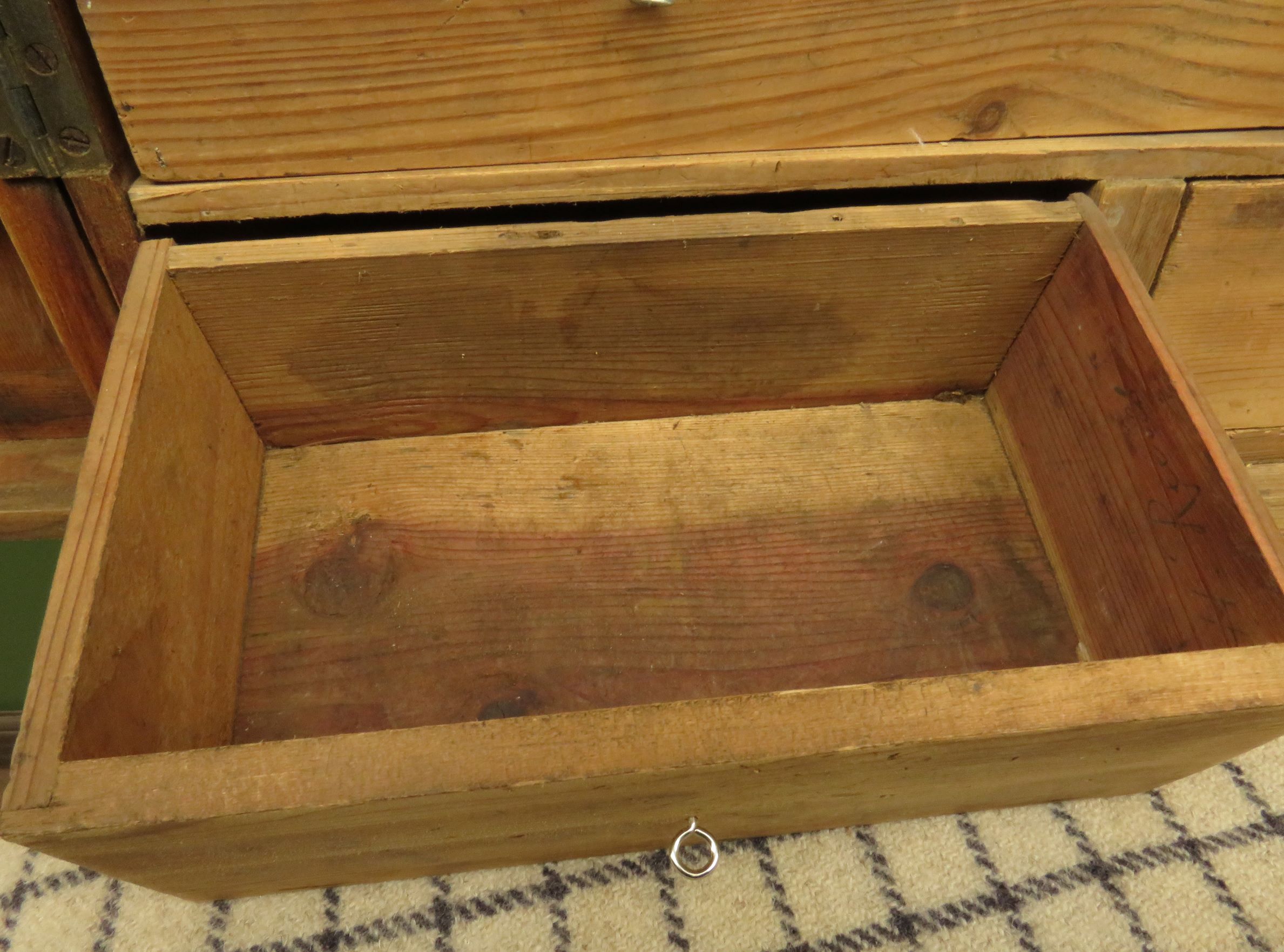 Antique Pine Scratch Built Carpenters Cabinet With Internal Drawers, Lockable