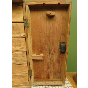 Antique Pine Scratch Built Carpenters Cabinet With Internal Drawers, Lockable
