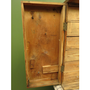 Antique Pine Scratch Built Carpenters Cabinet With Internal Drawers, Lockable