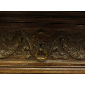 Antique Carved German Linen Chest Of Drawers With Fall Fronts, S.Kronthal & Sons