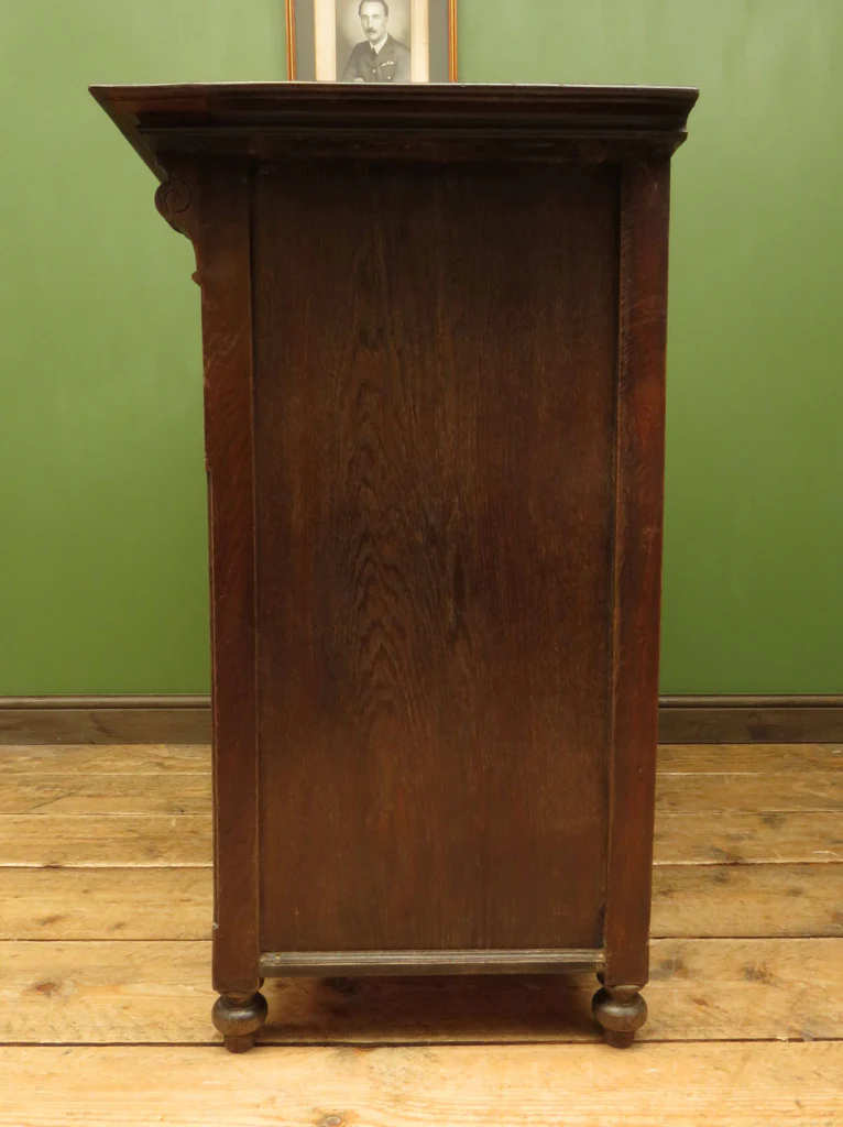 Antique Carved German Linen Chest Of Drawers With Fall Fronts, S.Kronthal & Sons
