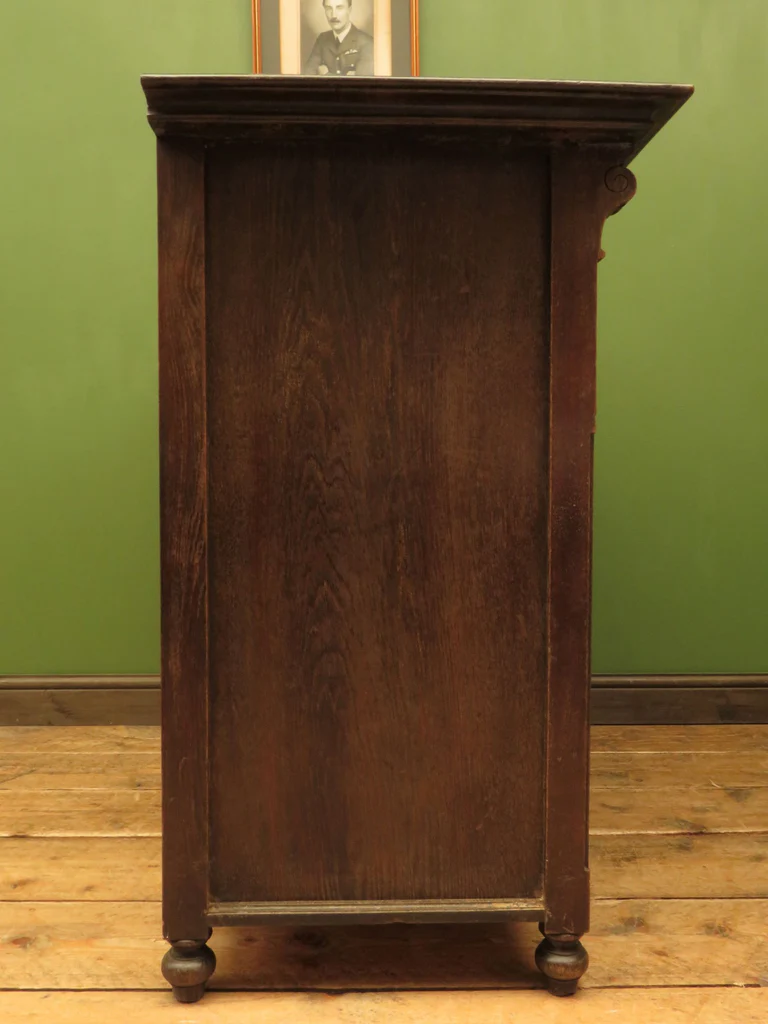 Antique Carved German Linen Chest Of Drawers With Fall Fronts, S.Kronthal & Sons
