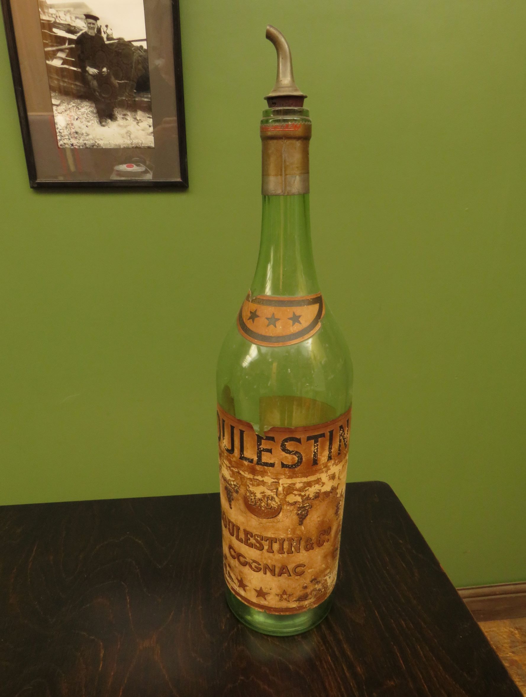 Large Antique French Boulestin Cognac Bottle