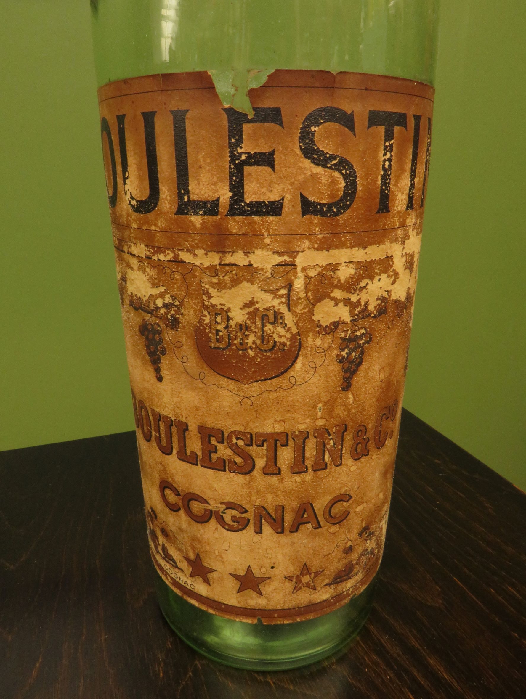 Large Antique French Boulestin Cognac Bottle