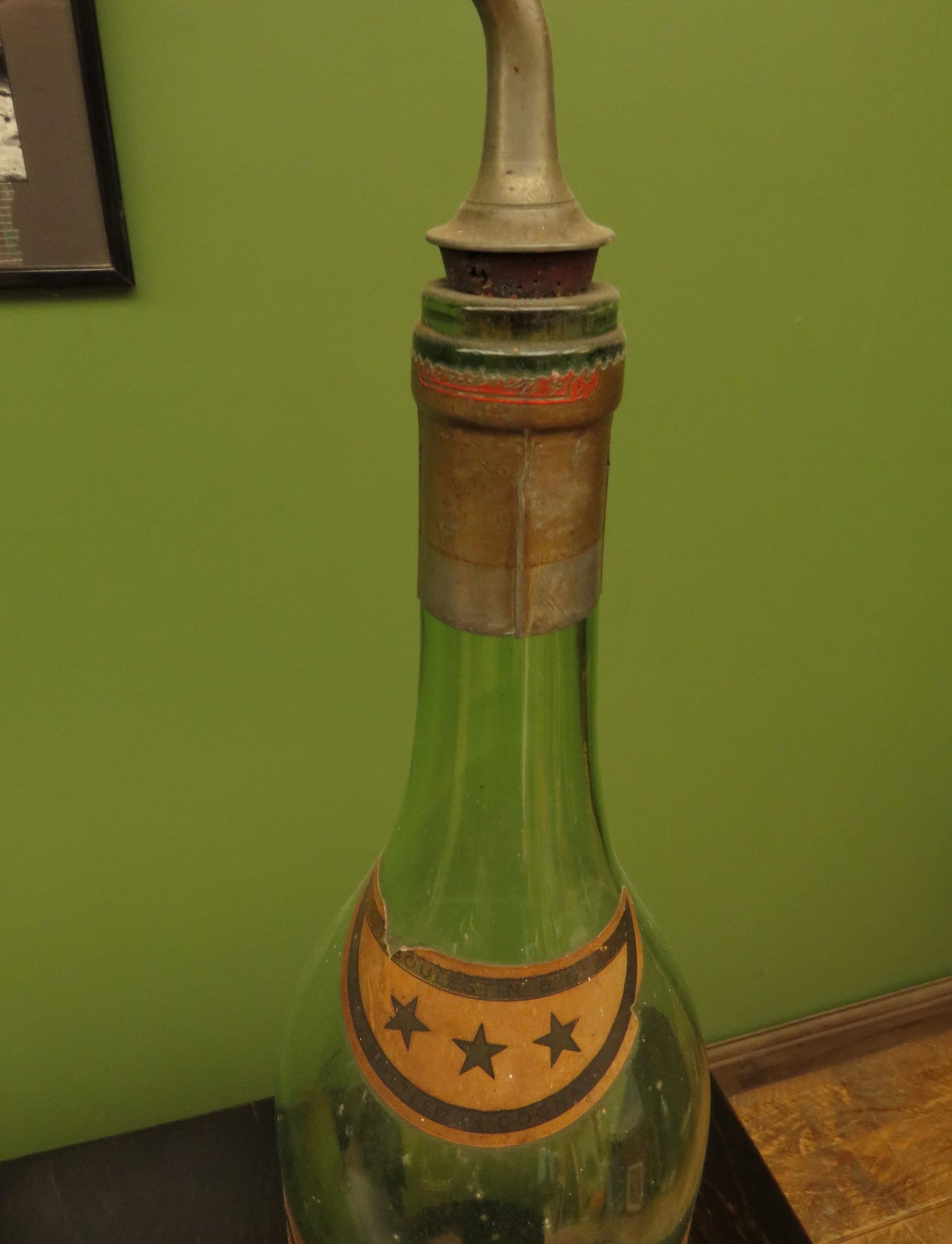 Large Antique French Boulestin Cognac Bottle