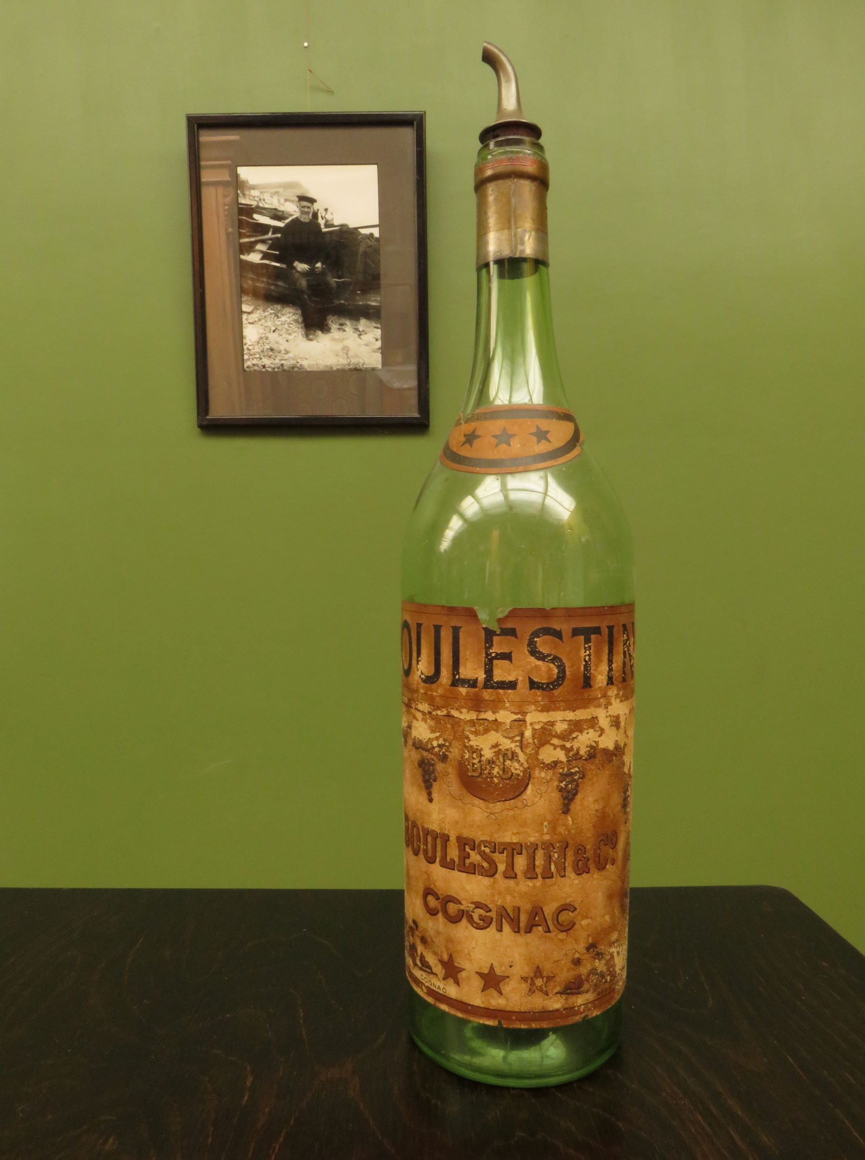 Large Antique French Boulestin Cognac Bottle