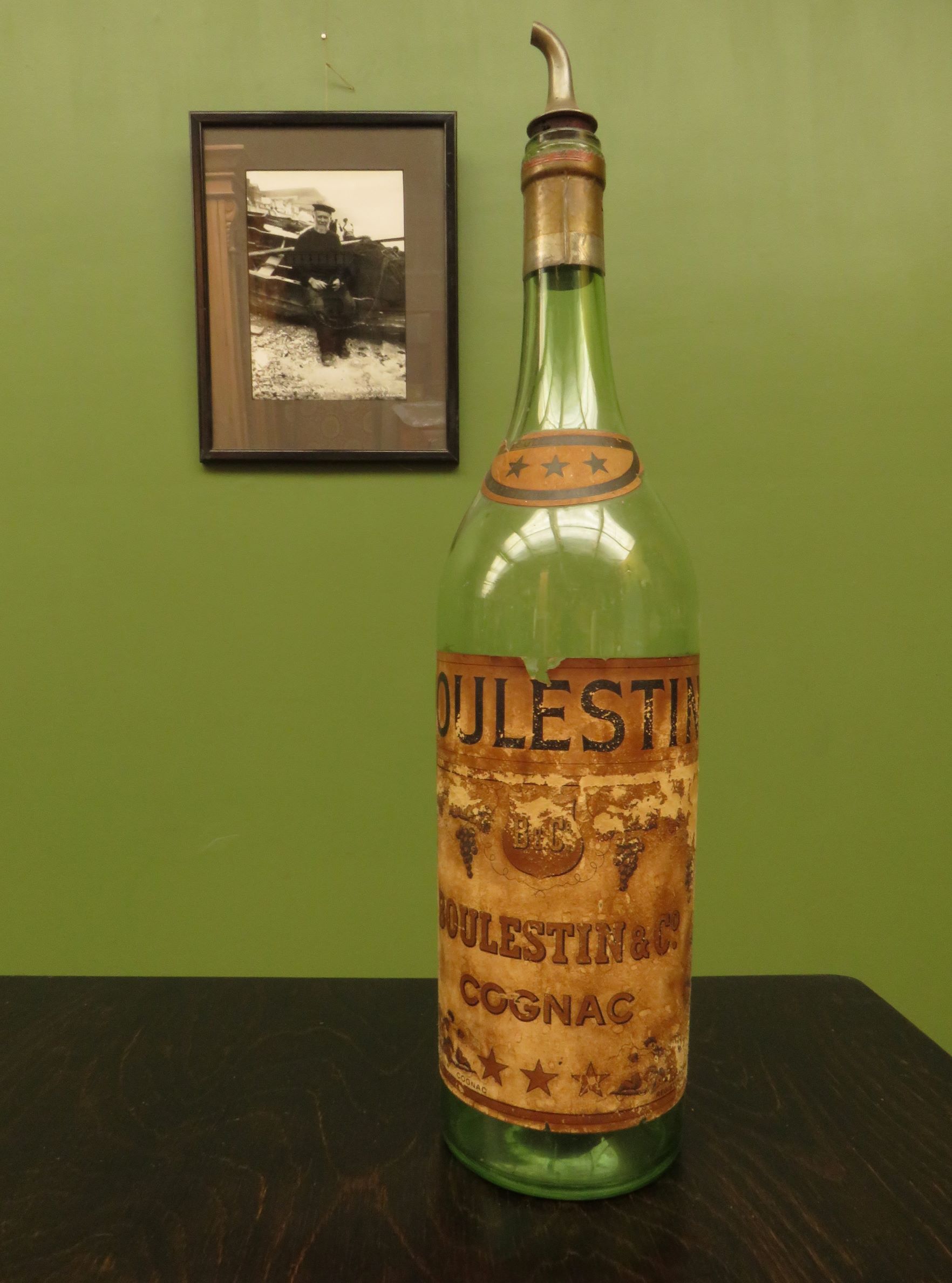 Large Antique French Boulestin Cognac Bottle