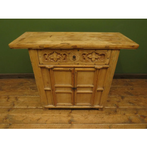Antique Chinese Bleached Elm Altar Cabinet Late Qing Period 19th Century Cabinet