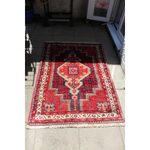Vintage Persian Central Diamond Medallion Rug