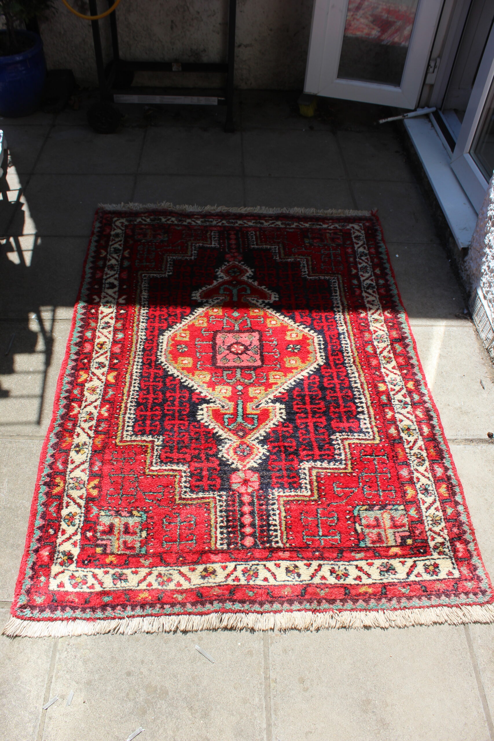 Vintage Persian Central Diamond Medallion Rug