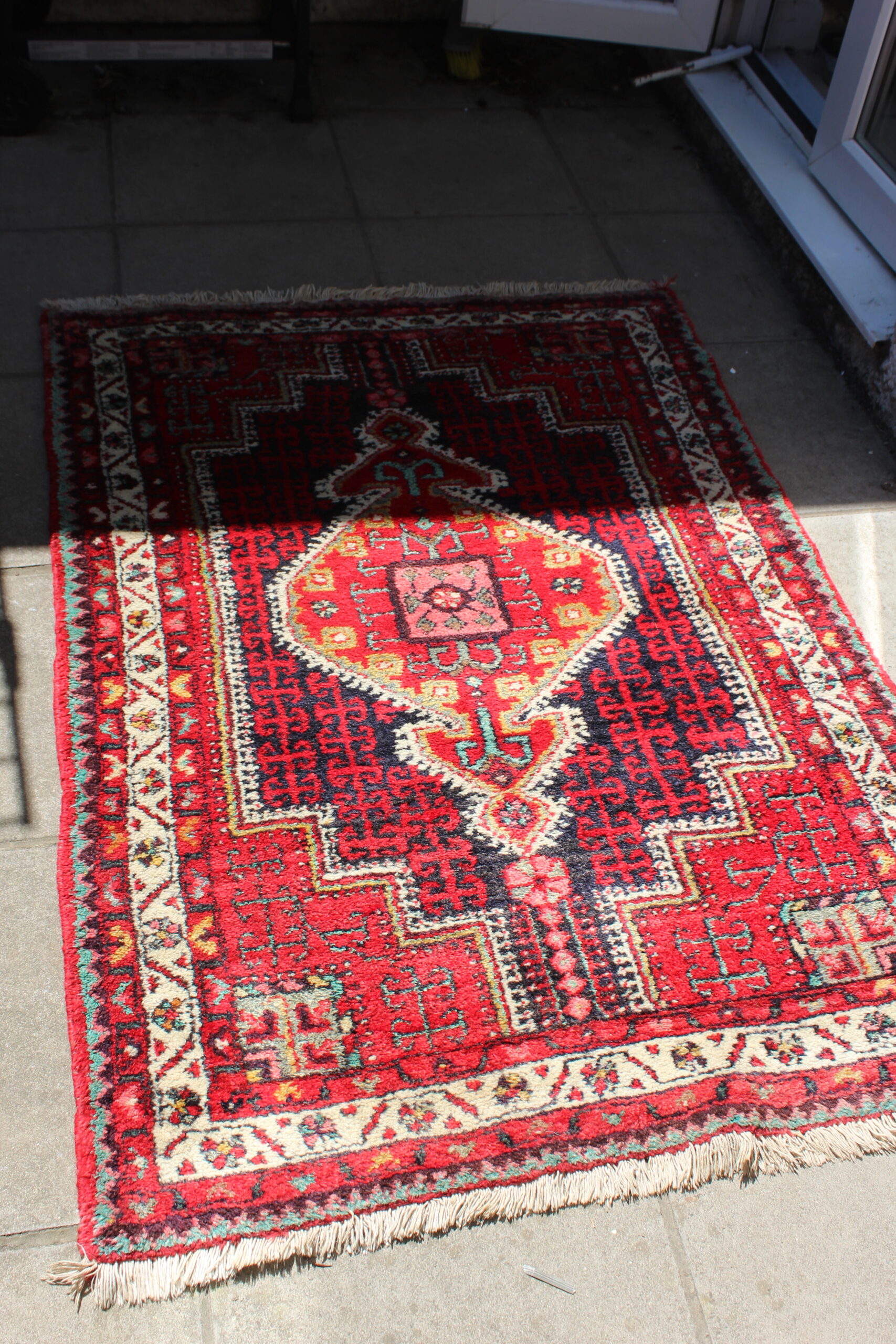 Vintage Persian Central Diamond Medallion Rug
