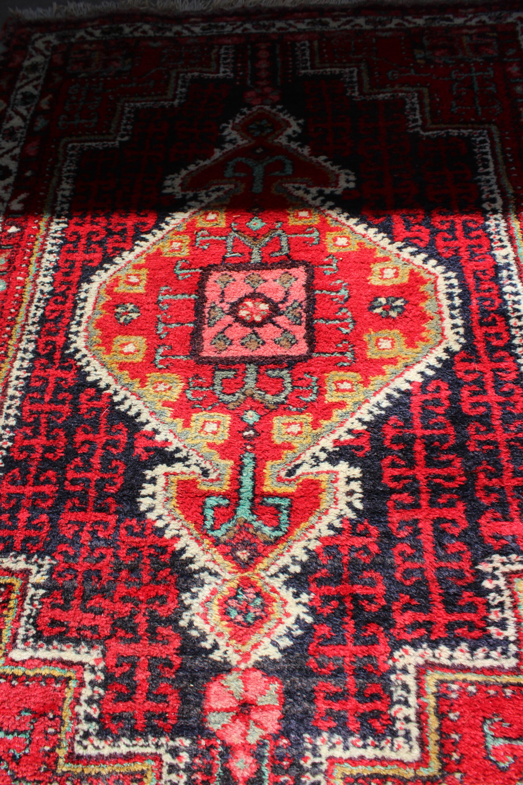 Vintage Persian Hand Knotted Geometric Floral Rug