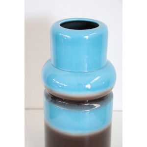 Artistic Vase in Blue and Brown Ceramic, 1970s